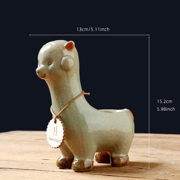 2PCs Ceramic Succulent Planter Pots Mini Liama/Alpaca Design with Gift Box - Picture 9 of 10